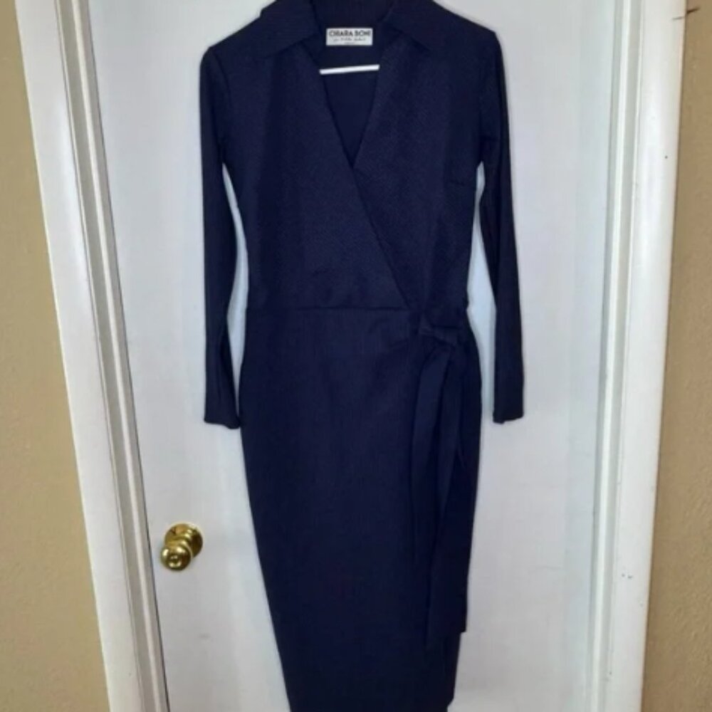 ❕SALE❕ Chiara Boni La Petite Robe Kamala Pinstripe Navy Midi Dress